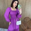 fernandaramosstore com br vestido longo sem bojo manga longa com lastex poa fucsia 4