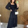 fernandaramosstore com br vestido longo sem bojo manga longa com lastex poa preto 2