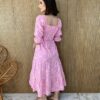 Vestido Midi sem Bojo Manga Princesa Laise Leticia Rosa - Fernanda Ramos Store