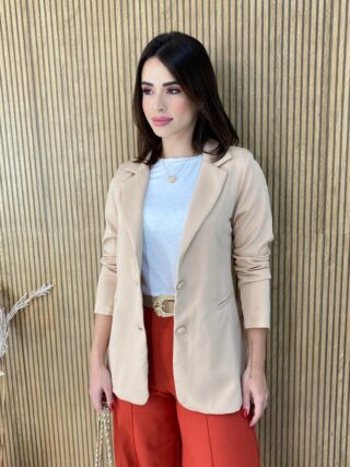 Blazer Manga Longa Feminino Alfaiataria Heloisa Bege - Fernanda Ramos Store