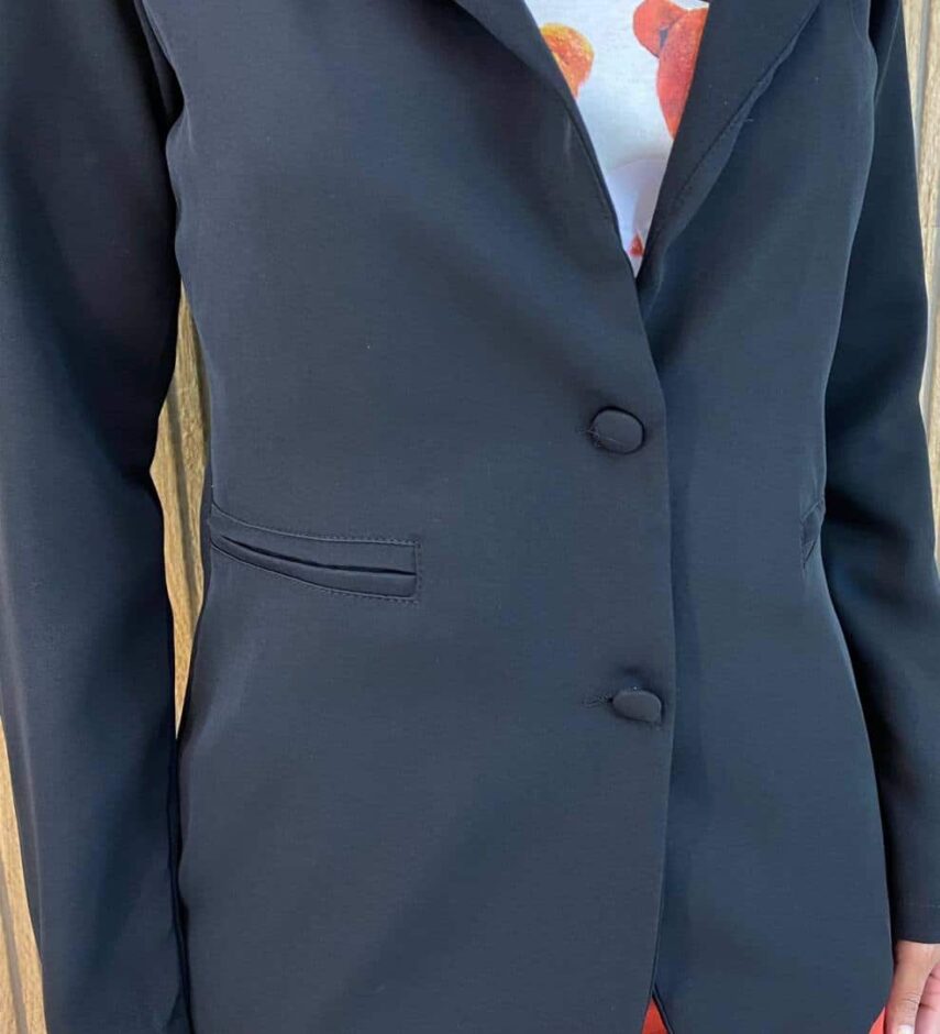 Blazer Manga Longa Feminino Alfaiataria Heloisa Preto - Fernanda Ramos Store
