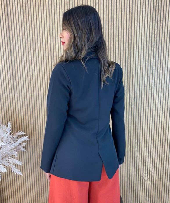 Blazer Manga Longa Feminino Alfaiataria Heloisa Preto - Fernanda Ramos Store