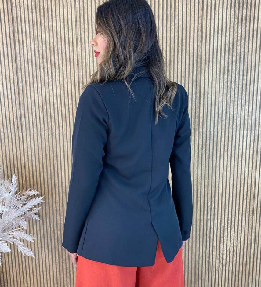 Blazer Manga Longa Feminino Alfaiataria Heloisa Preto - Fernanda Ramos Store