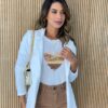 Blazer Manga Longa Feminino Bolsos Falsos Débora Branco - Fernanda Ramos Store