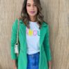 Blazer Manga Longa Feminino Bolsos Falsos Débora Verde - Fernanda Ramos Store