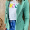 Blazer Manga Longa Feminino Bolsos Falsos Débora Verde Agua - Fernanda Ramos Store