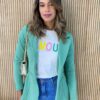 Blazer Manga Longa Feminino Bolsos Falsos Débora Verde Agua - Fernanda Ramos Store