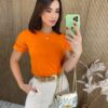 Blusa Feminina com Manga Detalhada Elis Laranja - Fernanda Ramos Store