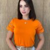 Blusa Feminina com Manga Detalhada Elis Laranja - Fernanda Ramos Store