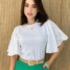 Blusa Feminina com Manga em Laise Branca - Fernanda Ramos Store