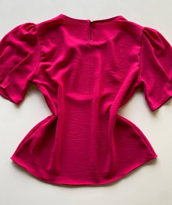 Blusa Feminina Manga Princesa com Pregas Pink - Fernanda Ramos Store