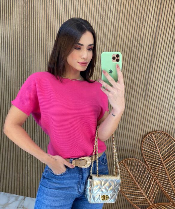 Blusa Feminina Modal Manga Curta Isis Pink 3025 - Fernanda Ramos Store