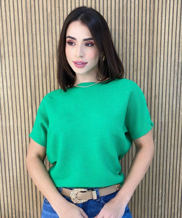 Blusa Feminina Modal Manga Curta Isis Verde 3025 - Fernanda Ramos Store