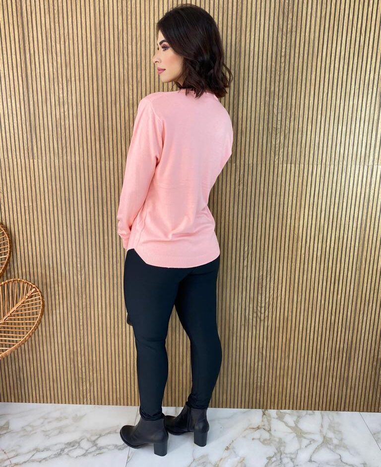Blusa Manga Longa Feminina Modal com Bolsos Rosa Bebe - Fernanda Ramos Store