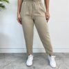 Calça Feminina Jogger com Elástico Liocel Bege 015654 - Fernanda Ramos Store