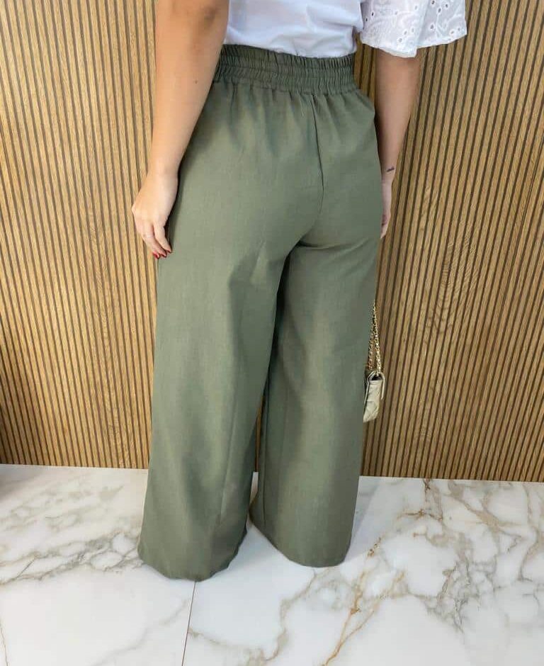Calça Feminina Viscolinho Flare Luana Verde Oliva - Fernanda Ramos Store