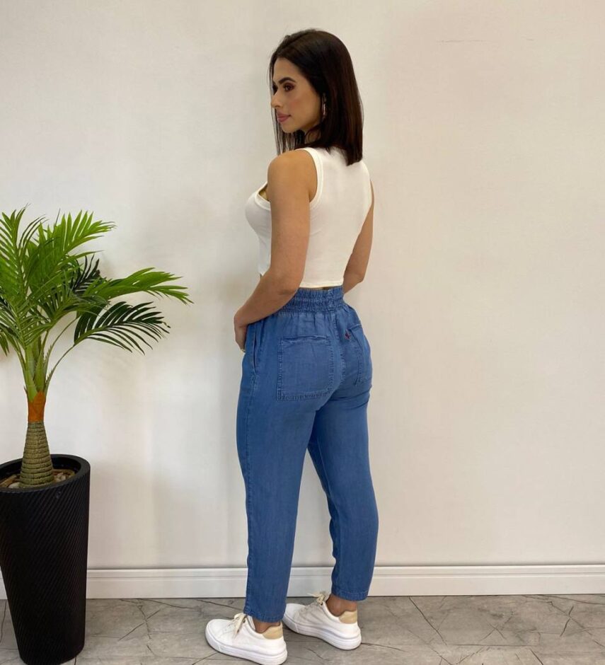 Calça Jeans Feminina Jogger com Cordão 015480 - Fernanda Ramos Store