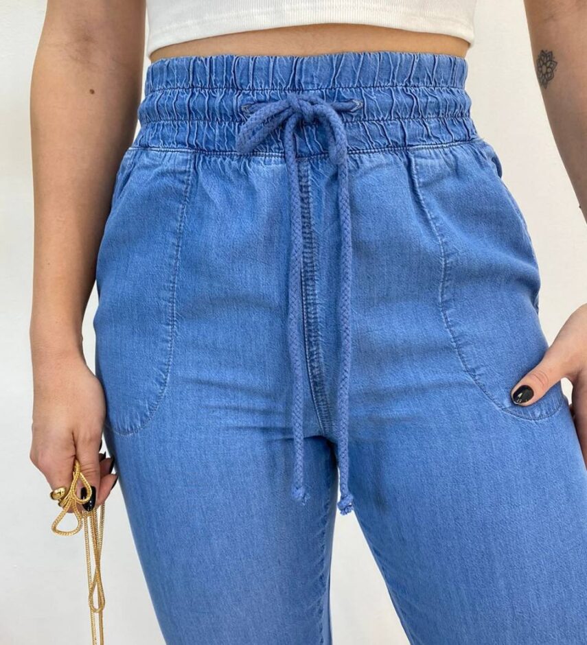 Calça Jeans Feminina Jogger com Cordão 015480 - Fernanda Ramos Store