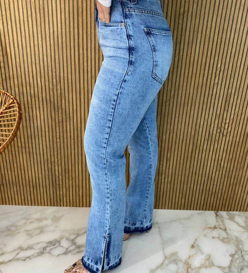 Calça Jeans Feminina Reta com Fenda 015589 - Fernanda Ramos Store