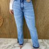 Calça Jeans Feminina Reta com Fenda 015589 - Fernanda Ramos Store