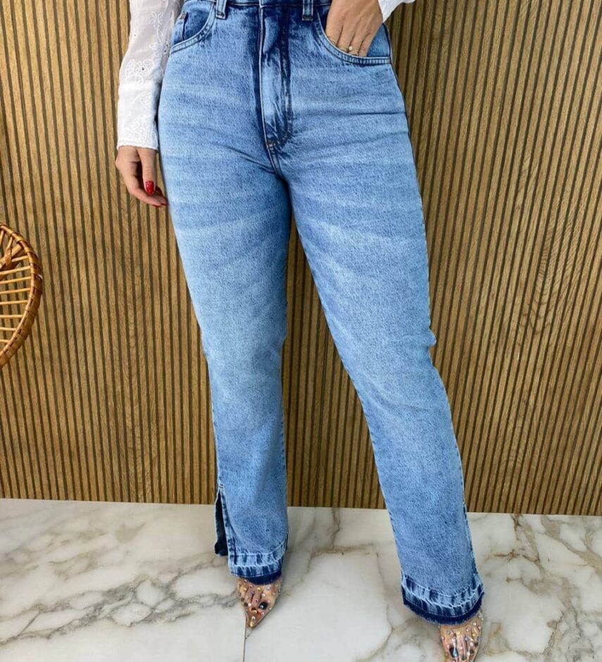 Calça Jeans Feminina Reta com Fenda 015589 - Fernanda Ramos Store