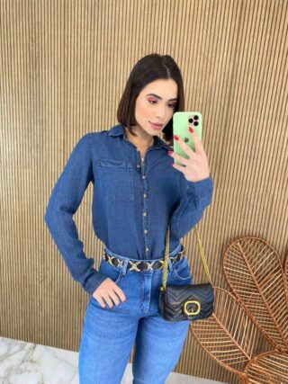 Camisa Feminina Manga Longa Jeans Tensel 022636 - Fernanda Ramos Store