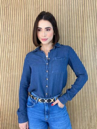 Camisa Feminina Manga Longa Jeans Tensel 022636 - Fernanda Ramos Store