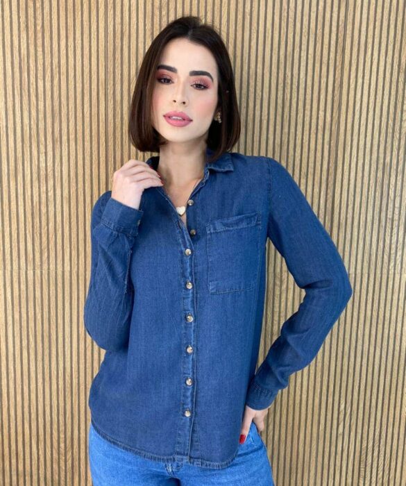 Camisa Feminina Manga Longa Jeans Tensel 022636 - Fernanda Ramos Store