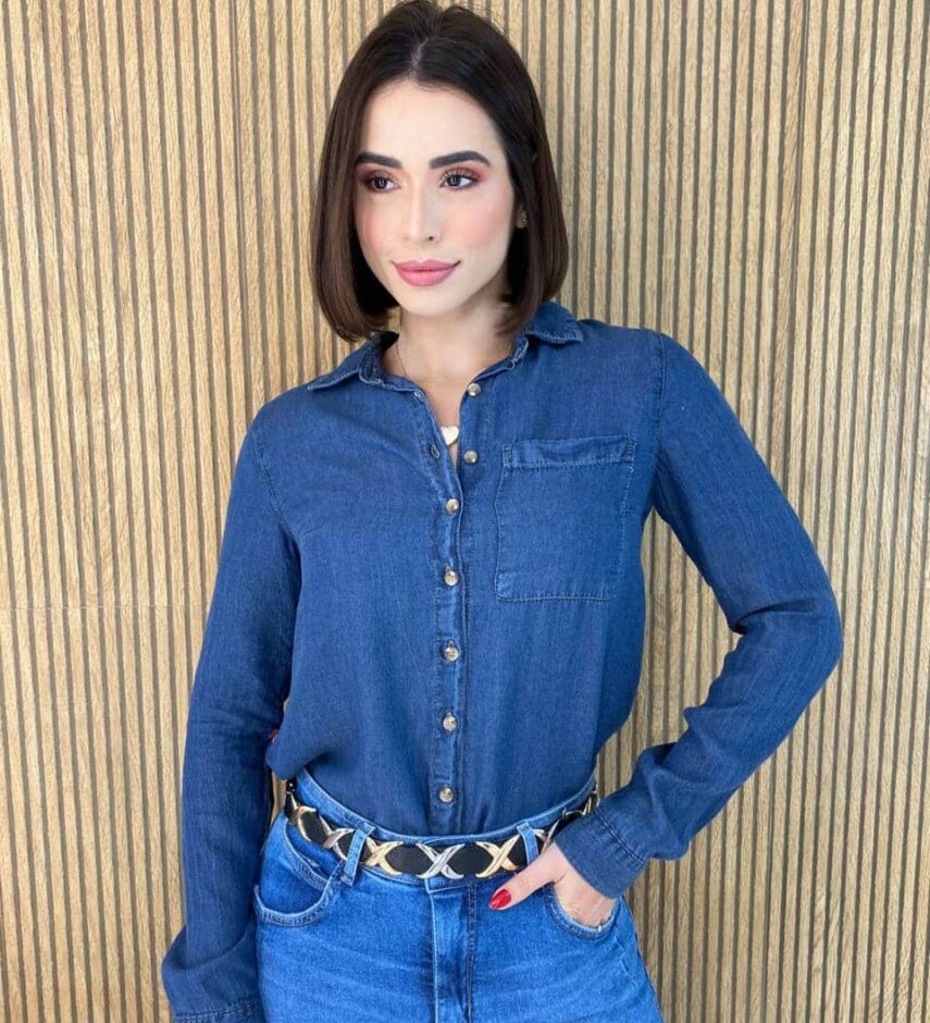 Camisa Feminina Manga Longa Jeans Tensel 022636 - Fernanda Ramos Store