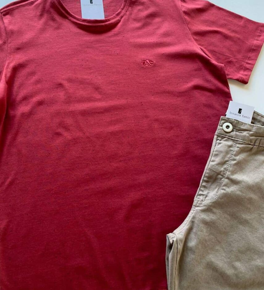 Camiseta Masculina Basic Ocass Bordo Cor 17 - Fernanda Ramos Store