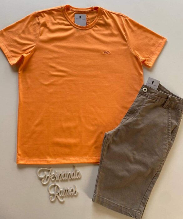 Camiseta Masculina Basic Ocass Laranja Cor 34 - Fernanda Ramos Store