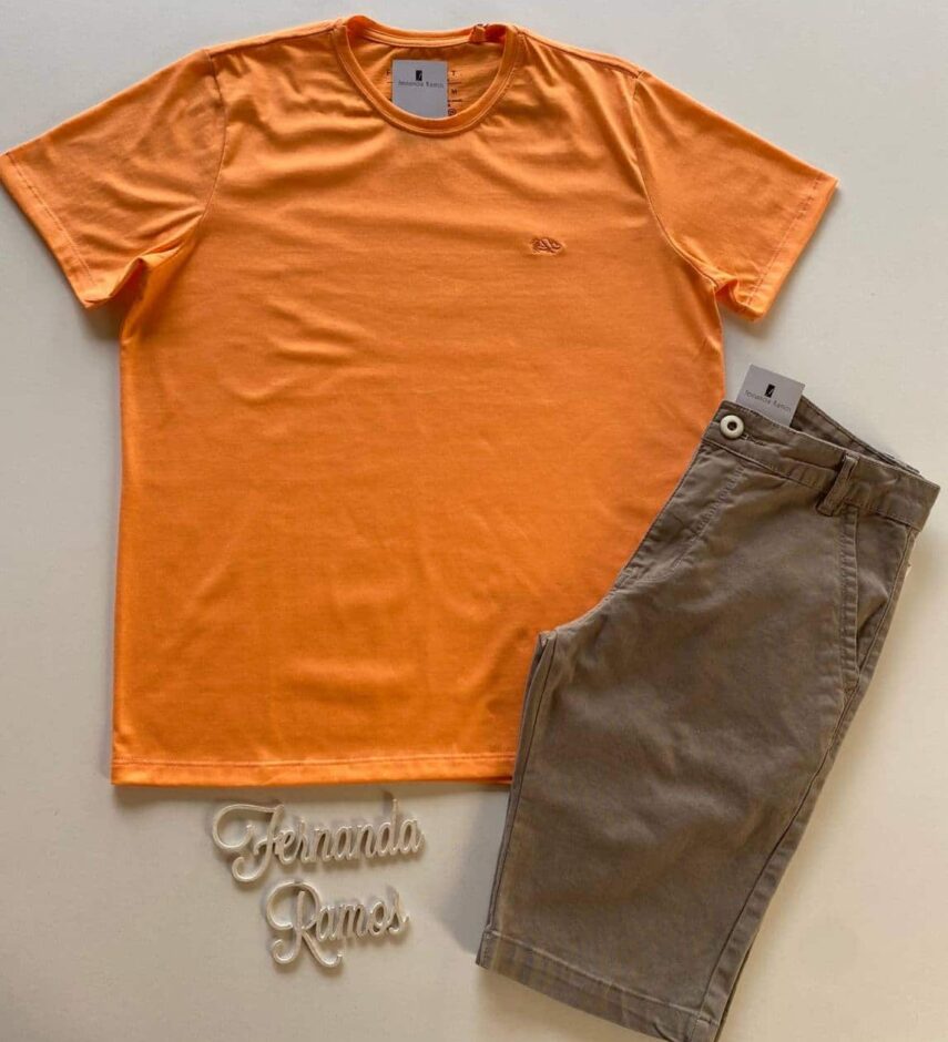 Camiseta Masculina Basic Ocass Laranja Cor 34 - Fernanda Ramos Store
