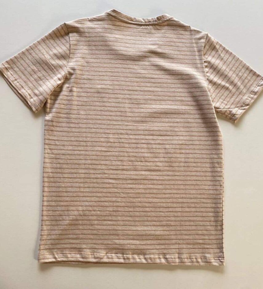 Camiseta Masculina Basic Ocass Listrada Bege Cor 33 - Fernanda Ramos Store