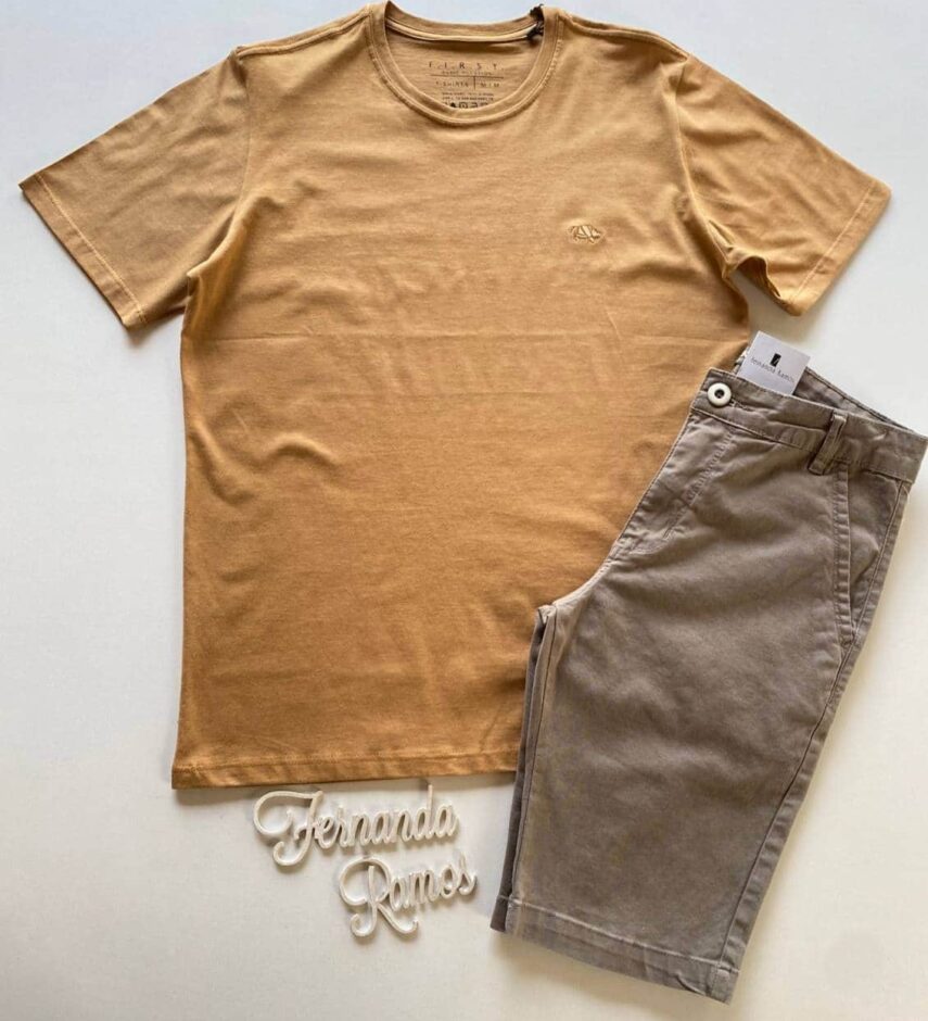 Camiseta Masculina Basic Ocass Plus Size Caramelo - Fernanda Ramos Store