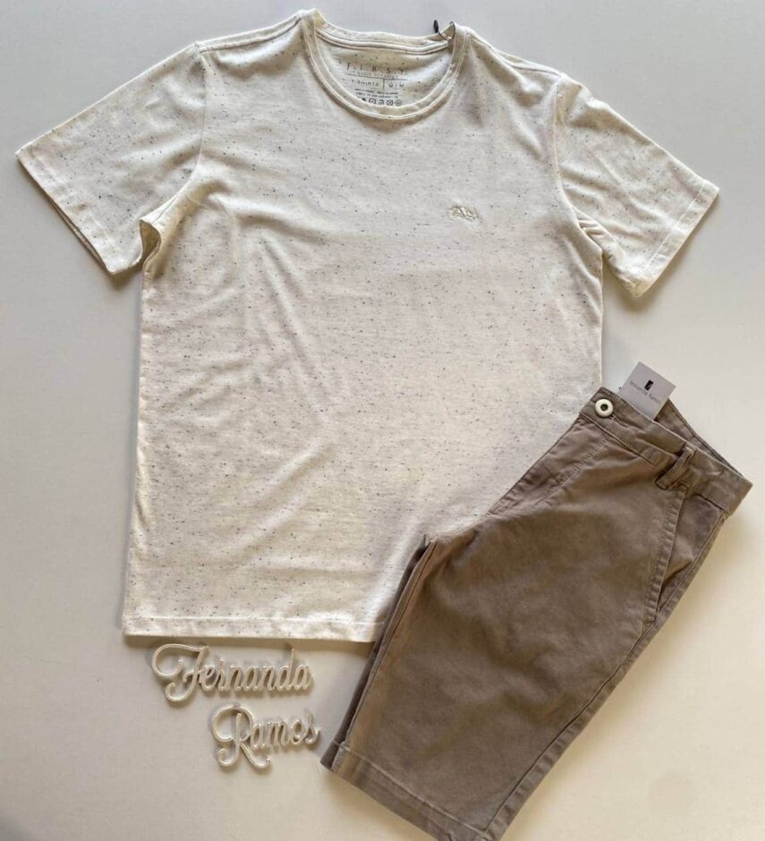 Camiseta Masculina Basic Ocass Plus Size Off White - Fernanda Ramos Store