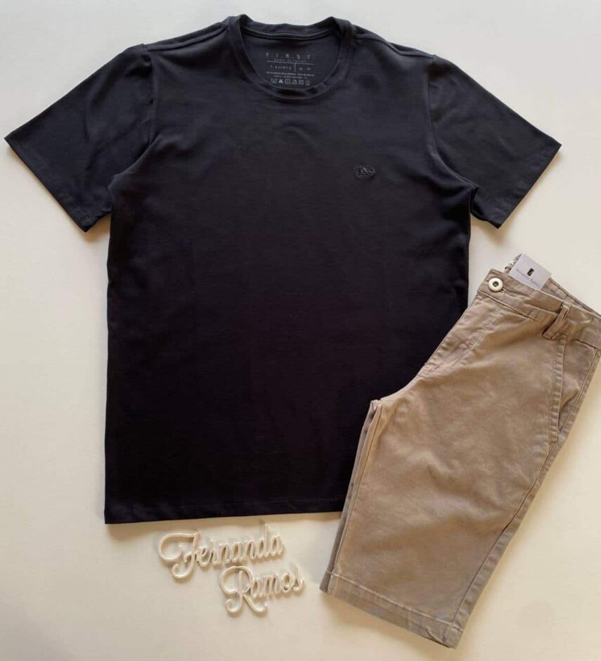 Camiseta Masculina Basic Ocass Preta Cor 3 - Fernanda Ramos Store