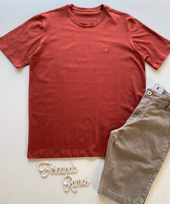 Camiseta Masculina Basic Ocass Terracota Cor 31 - Fernanda Ramos Store