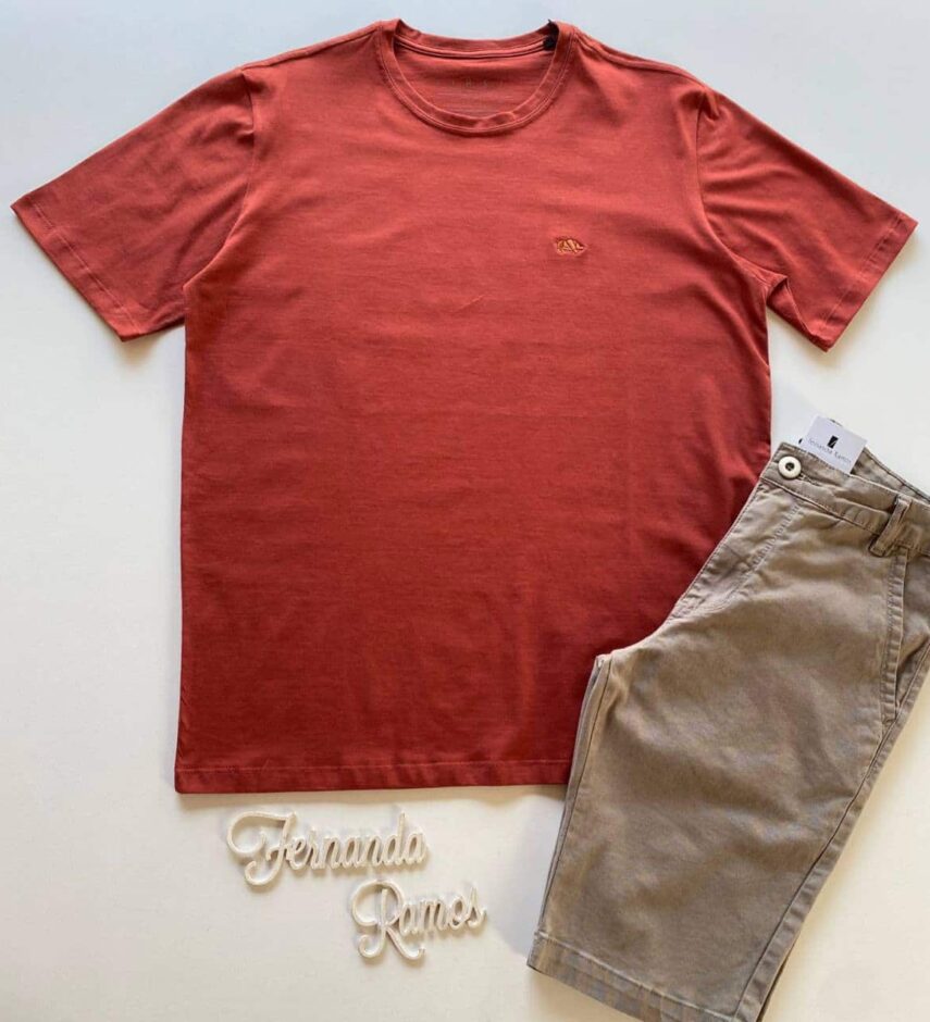 Camiseta Masculina Basic Ocass Terracota Cor 31 - Fernanda Ramos Store