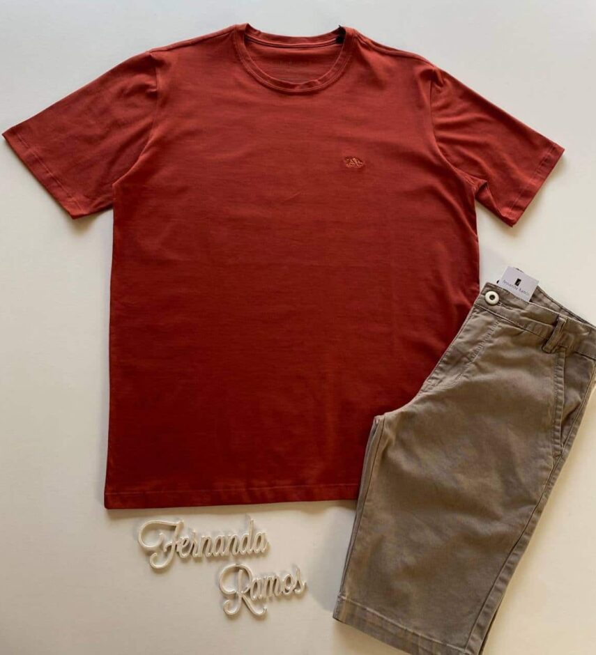 Camiseta Masculina Basic Ocass Terracota Cor 31 - Fernanda Ramos Store