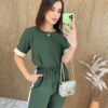 Conjunto Feminino Calça e Blusa Manga Curta Ingrid Verde Militar - Fernanda Ramos Store