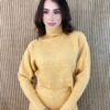 Conjunto Feminino Calça e Blusa Manga Longa Tricot Amarelo - Fernanda Ramos Store