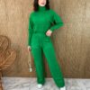 Conjunto Feminino Calça e Blusa Manga Longa Tricot Verde - Fernanda Ramos Store