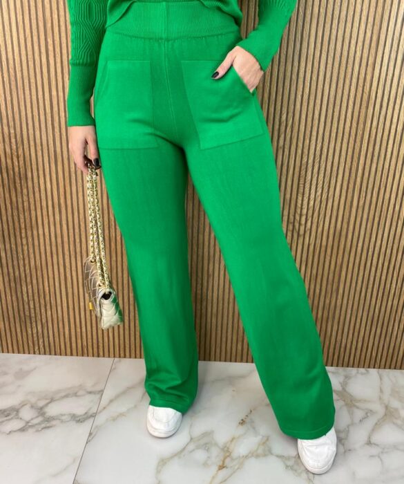 Conjunto Feminino Calça e Blusa Manga Longa Tricot Verde - Fernanda Ramos Store