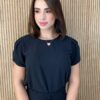 Conjunto Feminino Crepe Calça e Blusa Manga Curta Preto - Fernanda Ramos Store