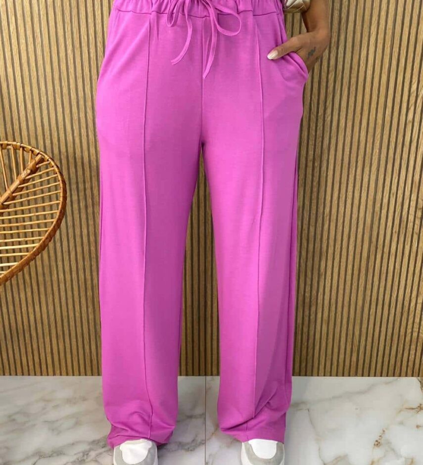 Conjunto Feminino Moletinho Calça e Cropped Chloe Lilás - Fernanda Ramos Store