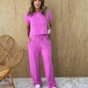 Conjunto Feminino Moletinho Calça e Cropped Chloe Lilás - Fernanda Ramos Store