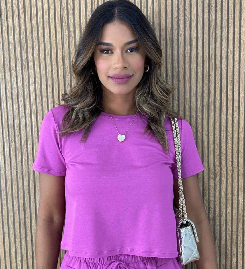 Conjunto Feminino Moletinho Calça e Cropped Chloe Lilás - Fernanda Ramos Store