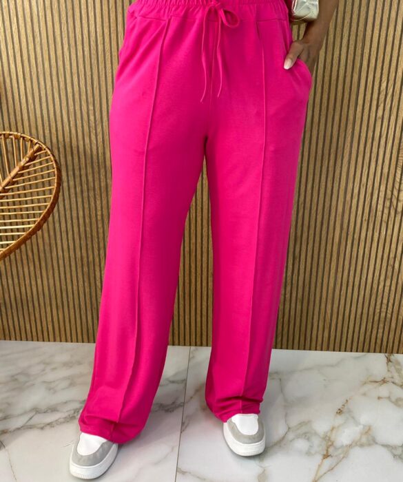 Conjunto Feminino Moletinho Calça e Cropped Chloe Pink - Fernanda Ramos Store