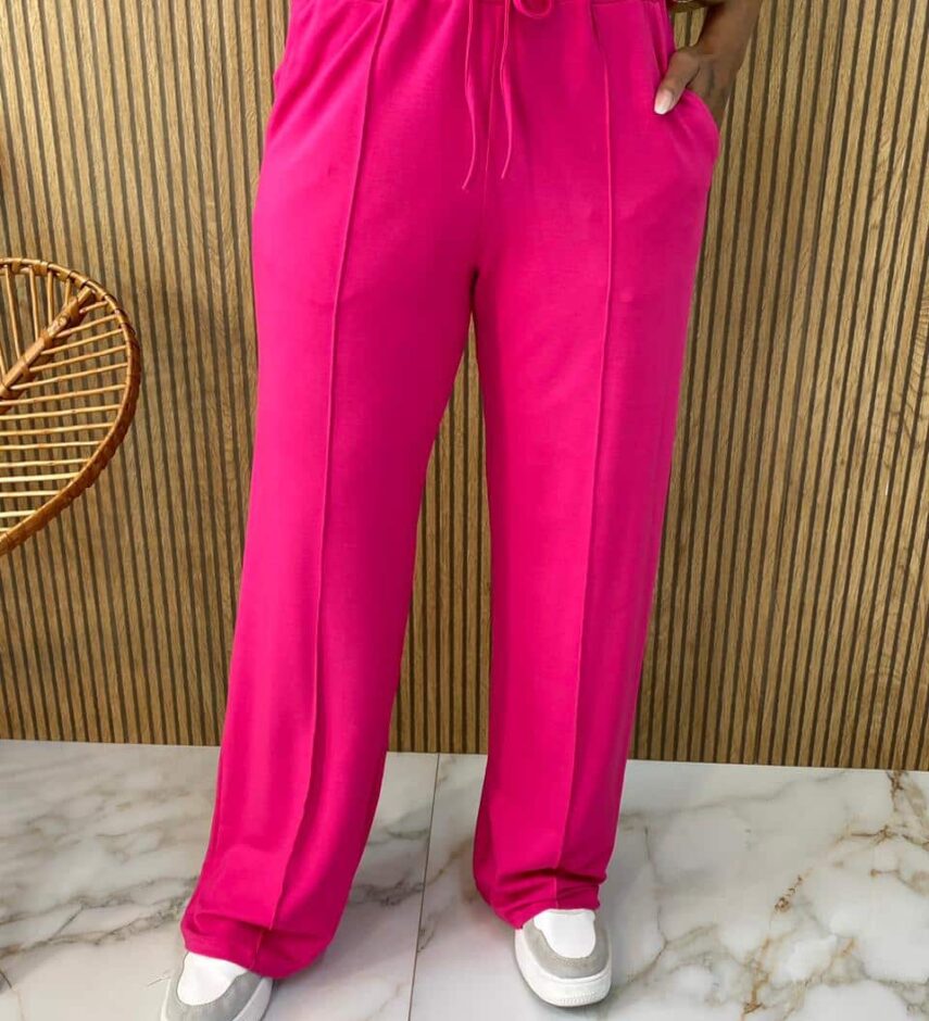 Conjunto Feminino Moletinho Calça e Cropped Chloe Pink - Fernanda Ramos Store