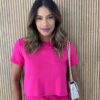 Conjunto Feminino Moletinho Calça e Cropped Chloe Pink - Fernanda Ramos Store